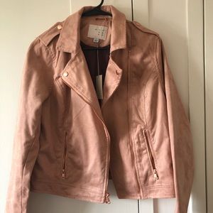 Pink Suede Moto Jacket